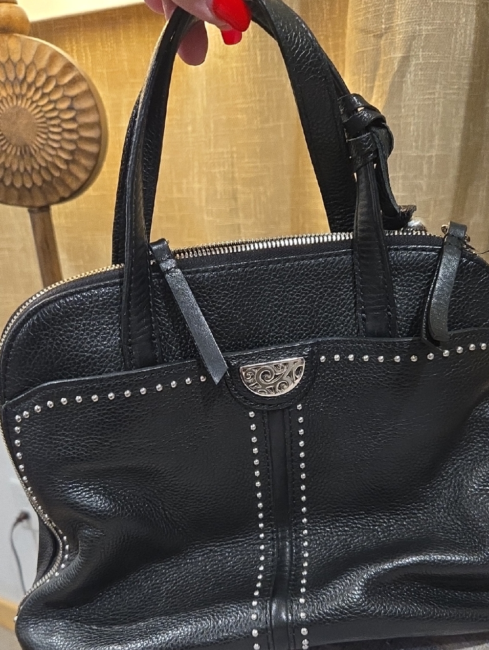 Black Studded Leather Tote Bag Pretty Brighton